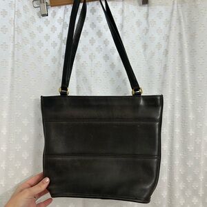 Coach Black Leather Shoulder Bag with Gold Hardware